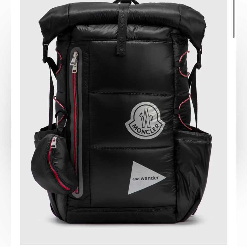 Moncler Black Backpack with Red Accents
